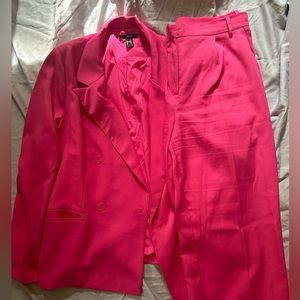 Forever 21 HOT PINK Double-Breasted Suit Blazer & Pants Set